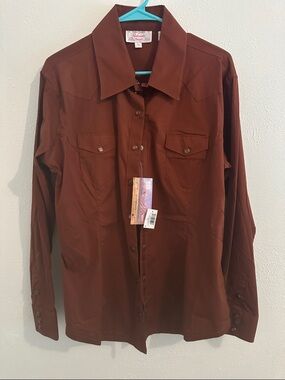 Women’s Brown Western Snap-Front Shirt Size XL and NWT